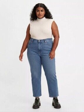 BNWT Levi's Wedgie High-Rise Straight Leg Jeans in Dark Blue Plus 22W